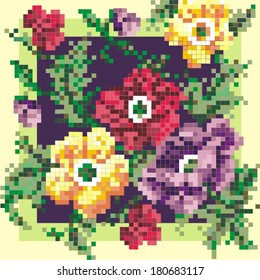 Seamless pattern for knitting and embroidery (flower) 