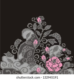 Seamless pattern for knitting and embroidery (pattern rose)