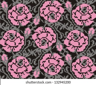 Seamless pattern for knitting and embroidery (pattern rose)