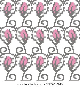 Seamless pattern for knitting and embroidery (pattern rose)