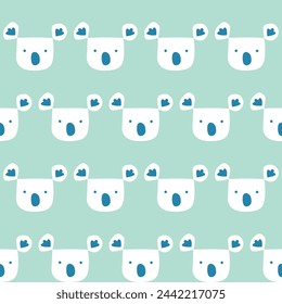 seamless pattern, koala art surface design for fabric scarf and decor