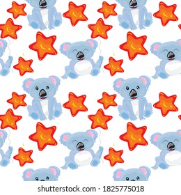 seamless pattern koala blue with love balloon