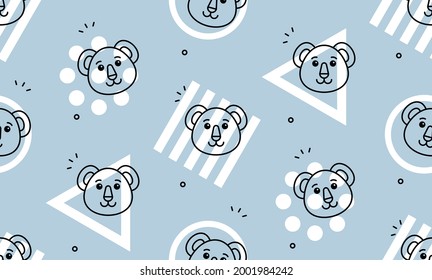 Patrón sin foco con koalas. Diseño de iconos. Elementos de plantilla