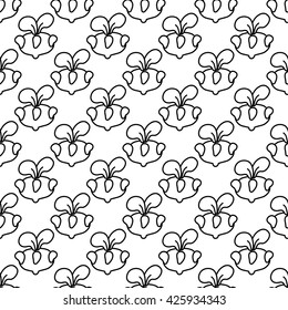 Seamless pattern kohlrabi cabbage contour on a white background.