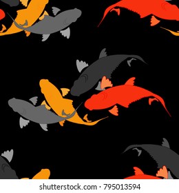 Seamless pattern with koi carp fish. Background in the Chinese style.  Textile rapport.