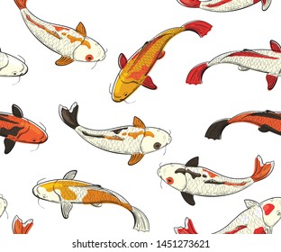 seamless pattern with koi carps