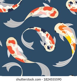 Seamless Pattern Koi Fish on separate background