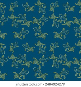 seamless pattern of koi fish on navy-blue background 