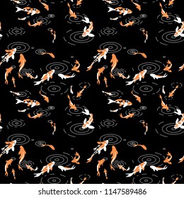 Seamless pattern with a koi fish pond