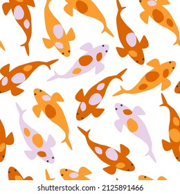 Seamless pattern with koi fishes. Colorful texture, vector