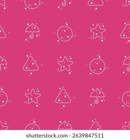 Seamless pattern of Korean candies dalgona or ppopgi with various shapes. Vector flat illustration