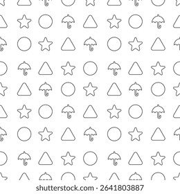 Seamless pattern of Korean candies dalgona or ppopgi with various shapes. Vector flat illustration