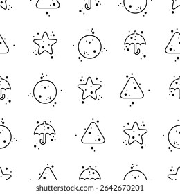 Seamless pattern of Korean candies dalgona or ppopgi with various shapes. Vector flat illustration
