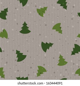 seamless pattern of kraft paper with Christmas trees vector