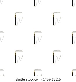 Seamless pattern with kusarigama. Ninja weapon. Samurai equipment. Cartoon style. Vector illustration for design, web, wrapping paper, fabric, wallpaper.
