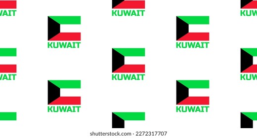 Seamless pattern of the KUWAIT state flag. With the caption of the country name " KUWAIT".
