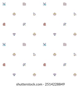 Seamless pattern Labor Day and industry icon on white background. Included the icons as engineer, architect, service, job, worker, factory, builder, labour, employee, helmet And Other Elements
