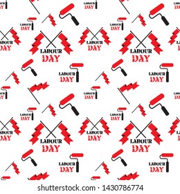Seamless Pattern Labor Day work tool. Labor Day poster. Happy Labor Day celebration. Labor Day pattern. Vector illustration.