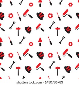 Seamless Pattern Labor Day work tool. Labor Day poster. Happy Labor Day celebration. Labor Day pattern. Vector illustration.