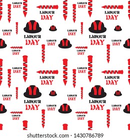 Seamless Pattern Labor Day work tool. Labor Day poster. Happy Labor Day celebration. Labor Day pattern. Vector illustration.