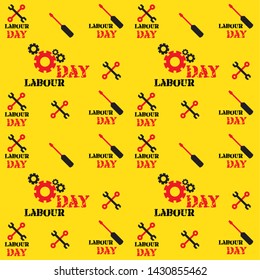 Seamless Pattern Labor Day work tool yellow background.