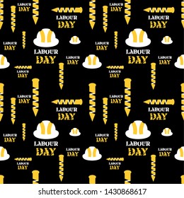 Seamless Pattern Labor Day work tool black background.