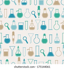 Seamless pattern with laboratory equipment 