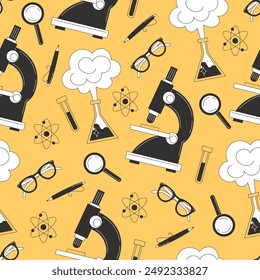 Seamless pattern with laboratory supplies