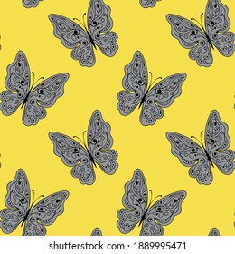 seamless pattern with lace butterflies. Vector illustration