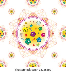 Seamless pattern with lace and flowers