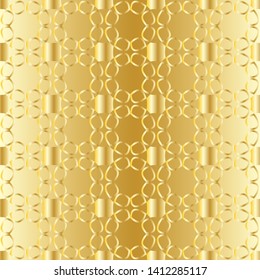 Seamless pattern with lace of golden abstract flowers on golden background. Vector EPS10