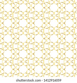 Seamless pattern with lace of golden abstract flowers on white background. Vector EPS10