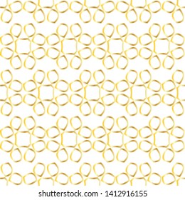 Seamless pattern with lace of golden abstract flowers on white background. Vector EPS10
