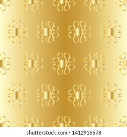 Seamless pattern with lace of golden abstract flowers on golden background. Vector EPS10