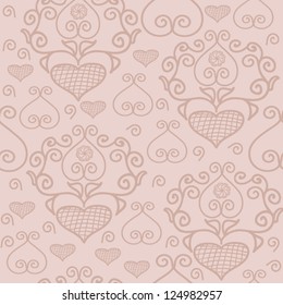 seamless pattern with lace hearts, saint valentines day texture