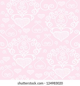 seamless pattern with lace hearts, saint valentines day texture