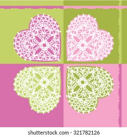 Seamless pattern with lace hearts for Valentines Day