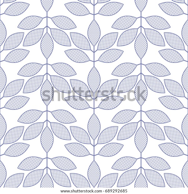 Seamless Pattern Lace Leaves Garlands Foliage Stock Vector