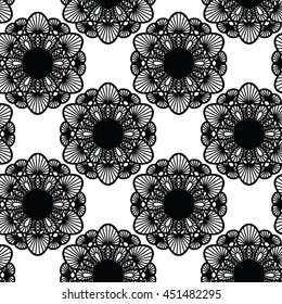 seamless pattern with lace, round doily, vector