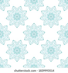Seamless pattern of lacy elegant round pattern motifs. Decorative texture.