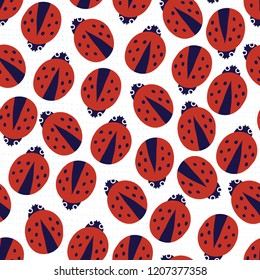 Seamless pattern with ladybirds. 