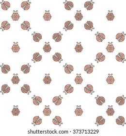 Seamless pattern with ladybug