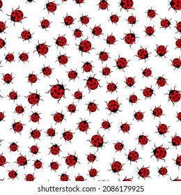 Seamless pattern of ladybug beetles