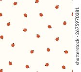 Seamless pattern with ladybug on white background. Vector illustration.