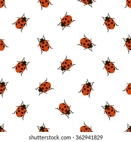 seamless pattern with ladybug on white background