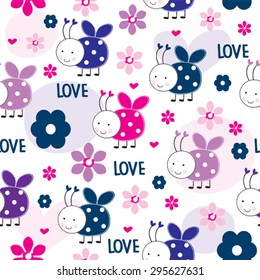 seamless pattern with ladybug vector illustration