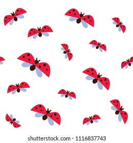 Seamless pattern with ladybugs