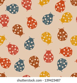 Seamless pattern with ladybugs.