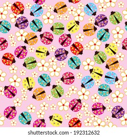 Seamless pattern with ladybugs /  beetles pattern 