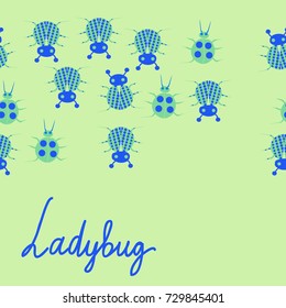 Seamless pattern with ladybugs halftone. Hand drawn.